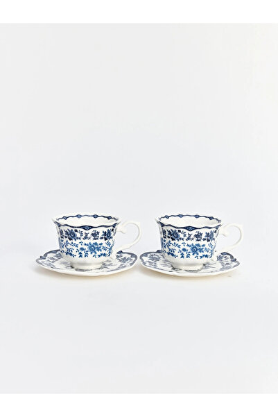 LC Waikiki Lcw Home Mixed Floral Pattern Porcelain Coffee Cup Set for 2 People