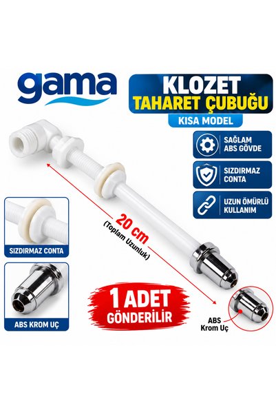 Gama Klozet Taharet Çubuğu Kısa Tip Plastik Abs Krom Uçlu Toplam Uzunluğu : 20 Cm Ölçerek Alınız