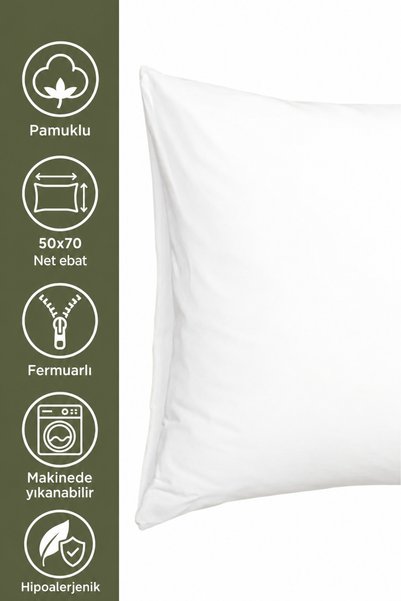 Hig Store Pamuklu Yastık Kılıfı / İç Kılıf Şilte 50x70 Ebat Fermuarlı 10 Adet (5 Al 4 Öde)