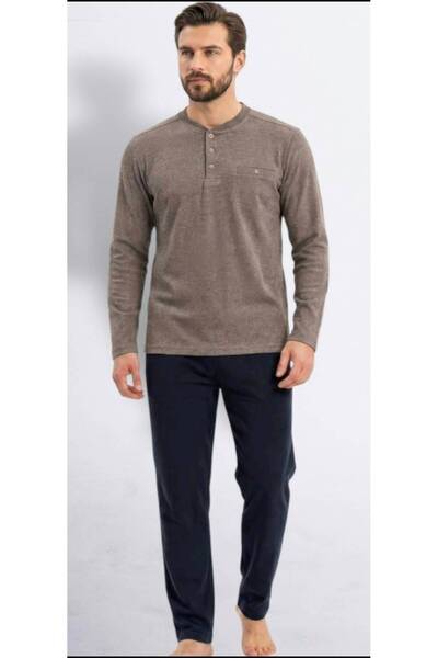 Erse 100% Cotton Thessaloniki Knitted Long Sleeve Men's Pajamas Set Winter