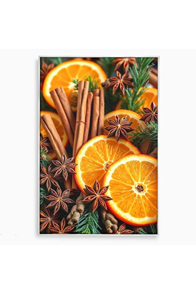 Luxcanva Tablou Canvas Portocale Si Scortisoara 70x100 cm cu Rama Argintiu Ci...
