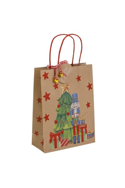 DD SHOP Punga cadou Craciun kraft cu Spargatorul de Nuci si clopotei, 18x8x24...