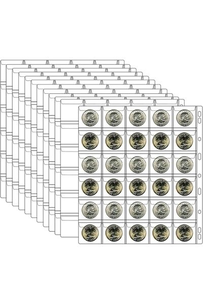 KASTWAVE Coin Collection Pages, 10 Sheets Clear 30-Pocket Coin Sleeves, Binde...