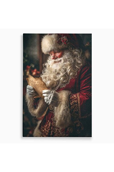 Luxcanva Tablou Canvas Mos Craciun Citind Scrisoarea 80x120 cm pe Sasiu Lemn ...
