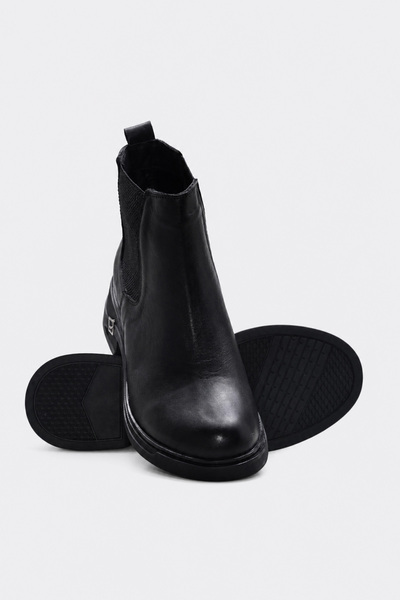 FAST STEP Genuine Leather 343Sza96 Black Women's Chelsea Boots