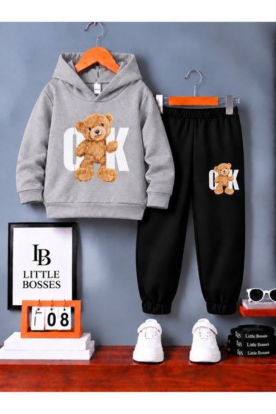 LB little bosses طقم رياضي شتوي للأطفال للجنسين (OK AYICIK)