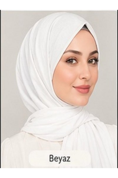 Nergis Lerrascarf Shawl Combed Cotton Special Stitched Long Seasonal White