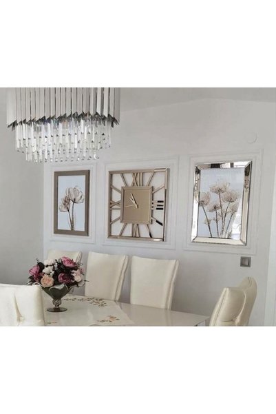 Genel Markalar KARE SAAT İKİ ADET TABLO 3LÜ SET 40x60CM TABLO 60X60CM SAA Bro...