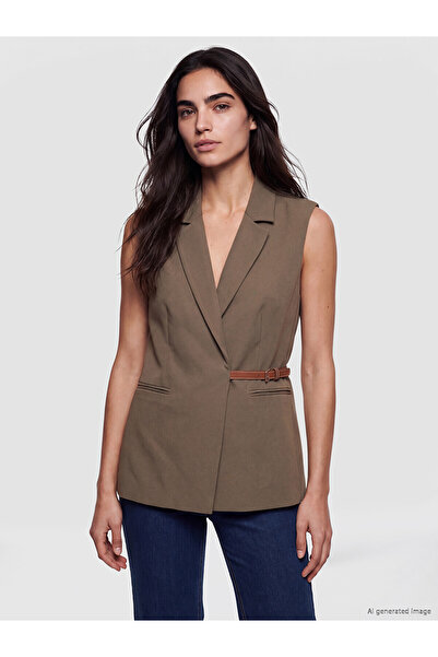 LC Waikiki Two Mt Shop Quality Lcw Vision Khaki Crepe Plain Women's Classic Vest