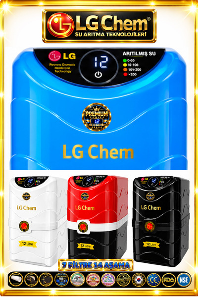 LG Chem PREMIUM DİJİTAL EKRANLI 12 LİTRE 7 FİLTRE 14 AŞAMA MAVİ RENK SU ARITM...