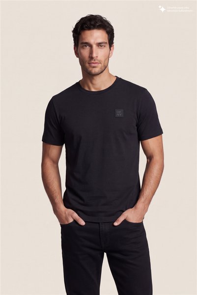 Dkny Patch Logo Tee Erkek Bisiklet Yaka T-Shirt Siyah
