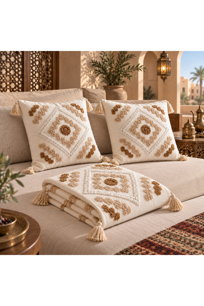 ShinyFlower Luxury Tufted Bed Runner & Cushion 3-Piece Set | Raised Tufted Ta...