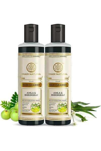 Khadi Natural شامبو KHADI العشبي بالأملا والبرينجراج، 210 مل (عبوة من قطعتين)