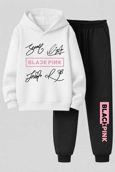 MAGORS Blackpink Printed 3-Ply Quality Sweatshirt and Trackpants Kids Bottom-...