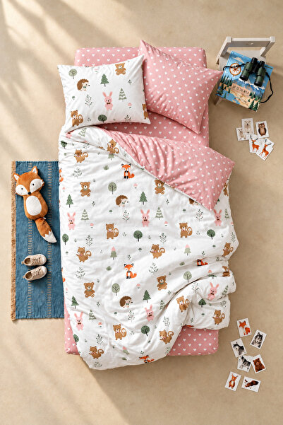 NazeninHome Pretty Animals 100% Cotton Ranforce Single Child Duvet Cover Set
