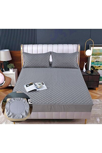 Truva Home Husa de Pat Catifea Tip Topper Matlasată | 160x200 cm | Cu Elastic...