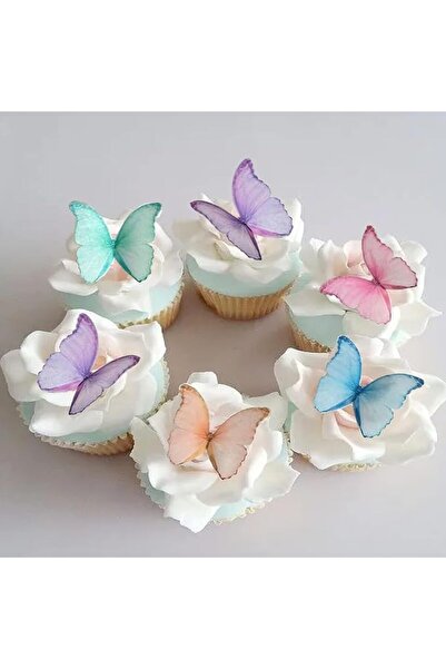 GENERAL Edible Wafer Paper Butterflies Set of 48 Purple Colorful Cake Decorat...