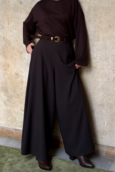fayaboutique.com Kahverengi Çan Krep Pantolon