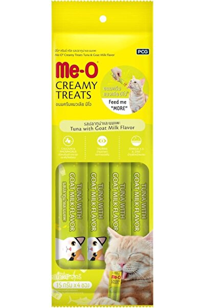 me-o Creamy Treats Tuna with Goat Milk Flavor, 15gx4 Tubes, Pack of 3