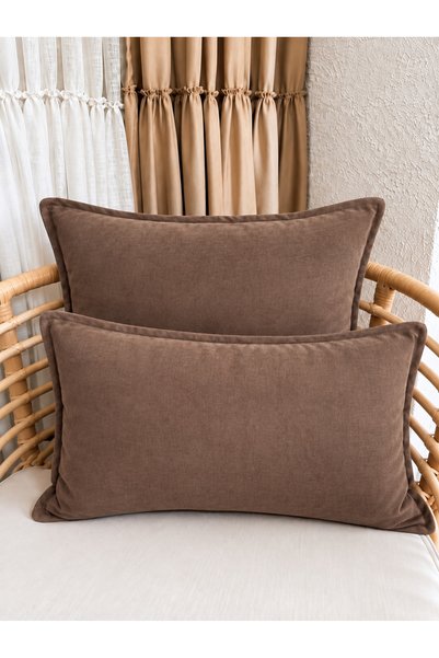 Decamor home Pearl Velvet Textured Brown Throw Pillow Cover 1 Piece