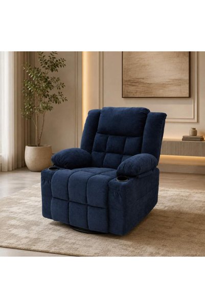 PLUS 4 360-Degree Swivel Rocking Recliner Chair with Cup Holder and Storage S...