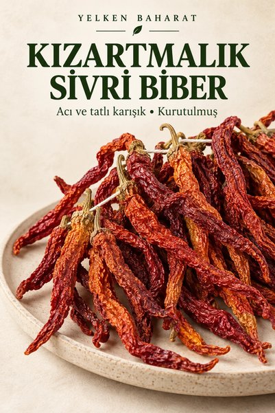 Yelken Baharat Kurutulmuş Kızartmalık Sivri Biber – Acı ve Tatlı Karışık 1 Di...