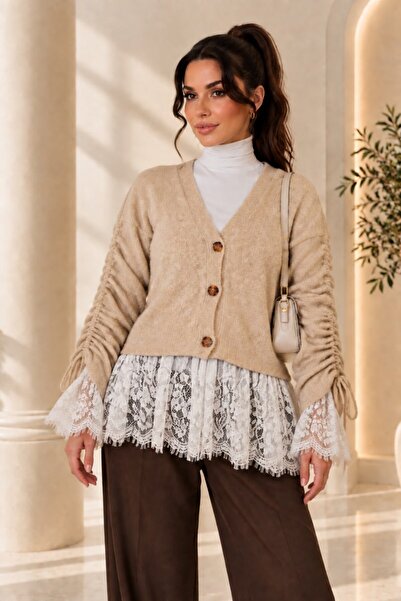 Potenza Tricotaje pentru femei Cardigan cu nasturi, cu mânecă lungă, decolteu...