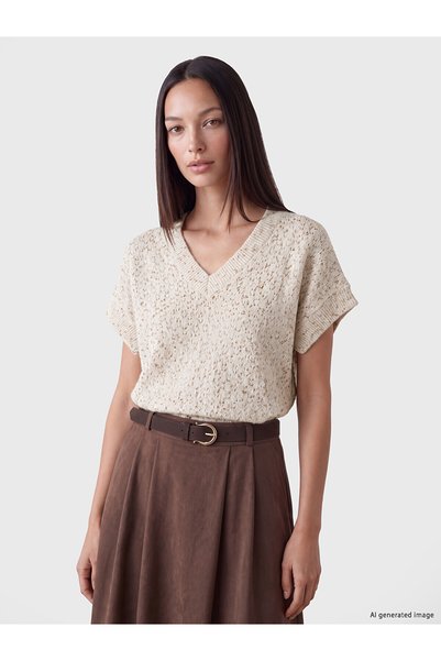 LC Waikiki Alita City Farkıyla Lcw Everyday Ecru Knitwear Patterned Women's S...