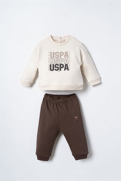 U.S. Polo Assn. بدلة رياضية للأطفال الأولاد مطبوعة باللون الأخضر بأكمام طويلة...
