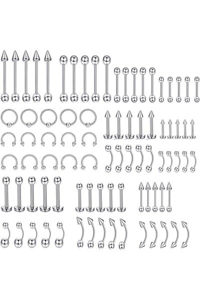 Hannea 85pcs Stylish Piercing Stainless Steel Body Jewelry Set for Women and ...