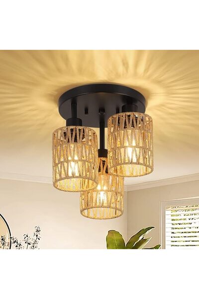 GENERAL Jaroworm Natural and Black Color Entrance Bamboo and Metal Hand Woven...