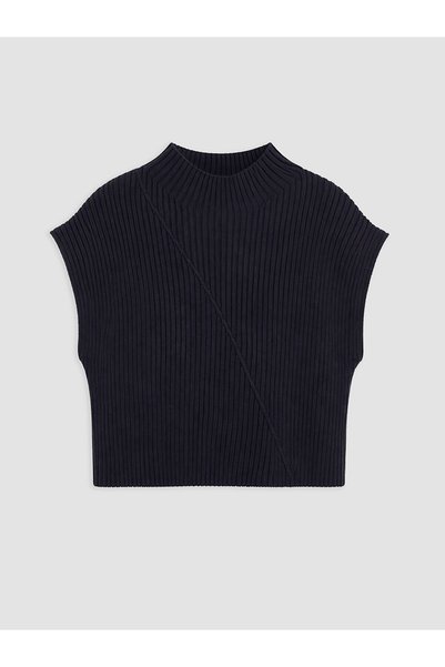 LC Waikiki Alita City Lcw Comfort Navy Blue Knitwear Plain Women's Sweater wi...