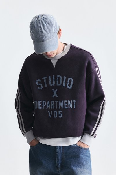 VAMOSCLO Kontrast Yaka Oversize Sweatshirt