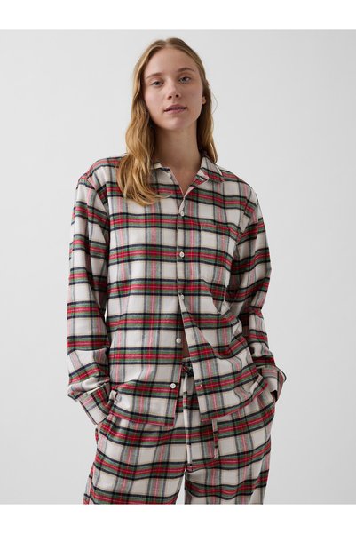 GAP Kadın Çok Renkli Softest Flannel Gömlek Pijama Üstü