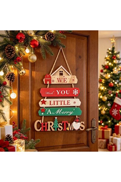 Kmt Style Hanging Christmas Wooden Ornament, Festive Message Board and Gnome,...
