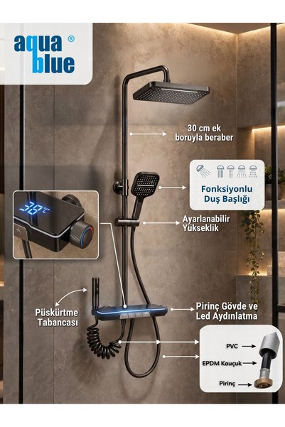 Aquablue GREY DİJİTAL PİYANO DUŞ SETİ