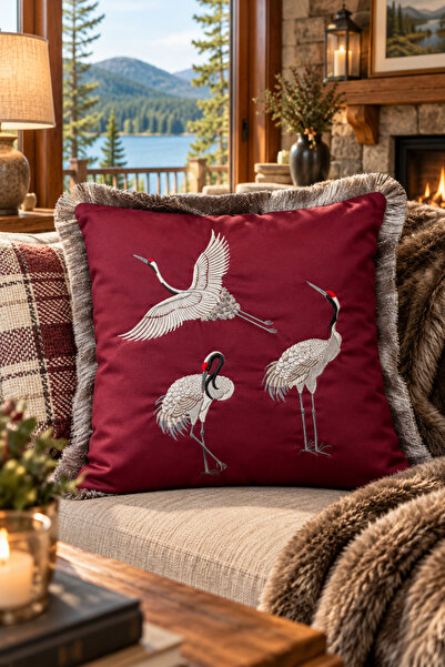 Pilloveland Premium Embroidered Cushion Cover - 43*43 cm - Cherry Blossom Cra...