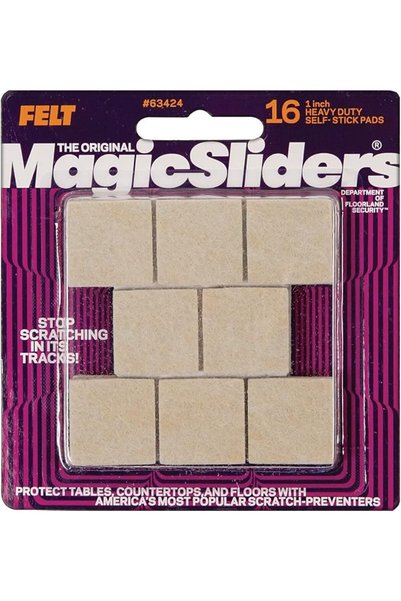 Magic Sliders 16-Piece Heavy Duty Self-Stick Square Felt Pads Oatmeal 1Inch 6...