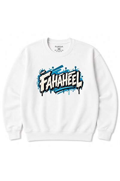 Rabona Fashion Fahaheel Blue Street Graffiti Lettering Graphic Sweatshirt