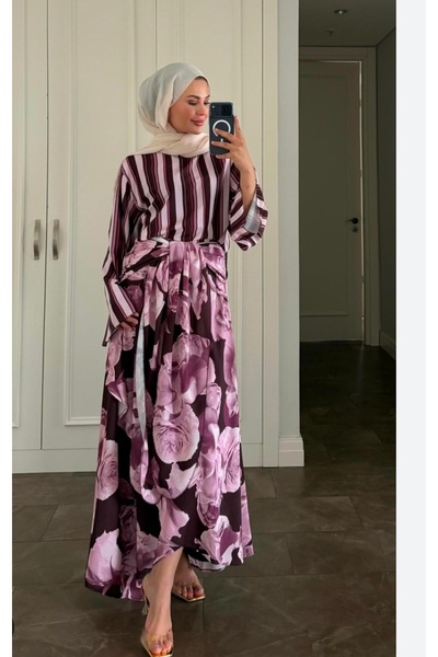 Hepsi Moda Striped Rose Set - Pink & Brown