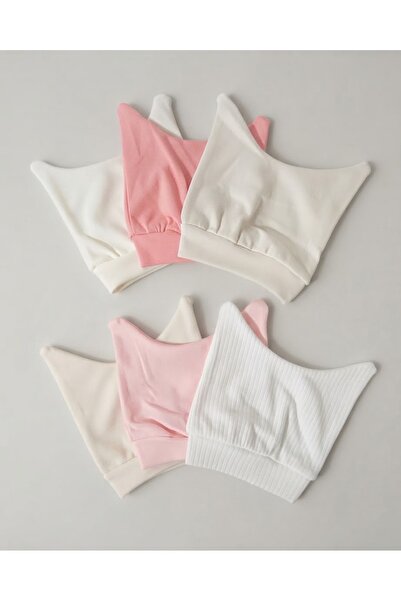 Baby Bakkal 6 Pieces of Double Layer Combed Fabric Baby Hats (0-3) Months