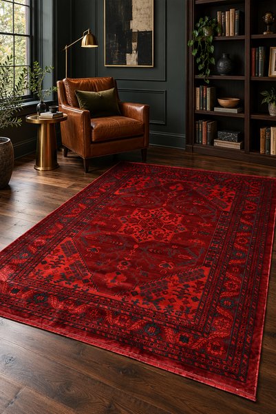 spectra home Afghan Traditional Red Carpet Red