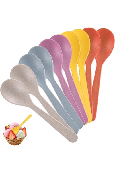SYOSI 10 Pcs Plastic Spoon, 14cm Colorful Plastic Tea Spoons, Reusable Teaspo...