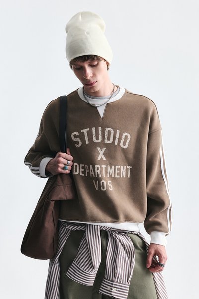 VAMOSCLO Kontrast Yaka Oversize Sweatshirt