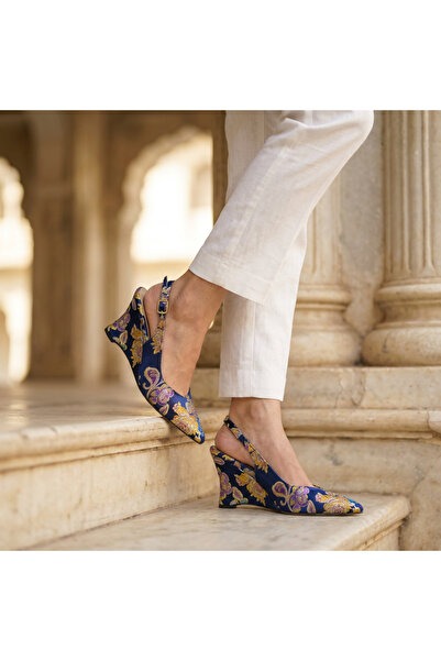Letafia Valley Ethnic Pattern Feta Heeled Shoes