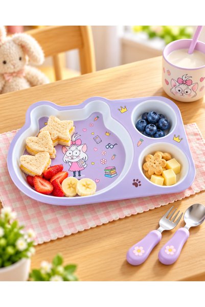 ARVALE Kral Şakir Temalı 29 cm Bölmeli Çocuk Mama Tabağı – 3 Gözlü Desenli Ka...