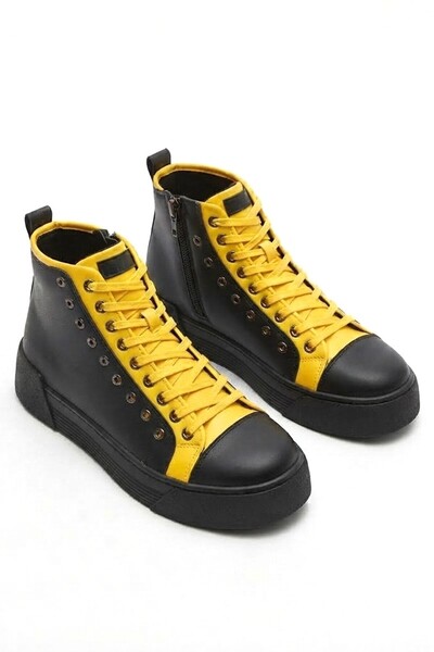 Zerenyus Zrc167 Premium Winter Zippered Men's Boots Black Yellow