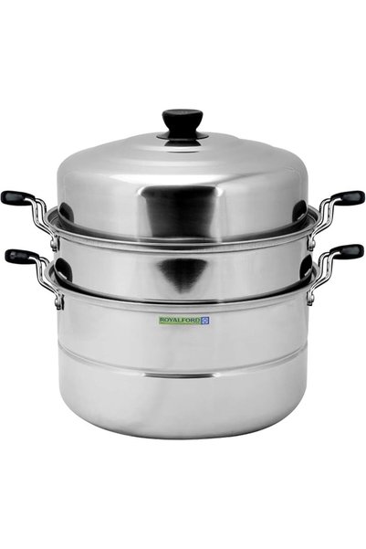 ROYALFORD قدر بخاري متعدد الاستخدامات ذو طبقتين rf5014 - 30 سم و 9 لتر، فضي، ...
