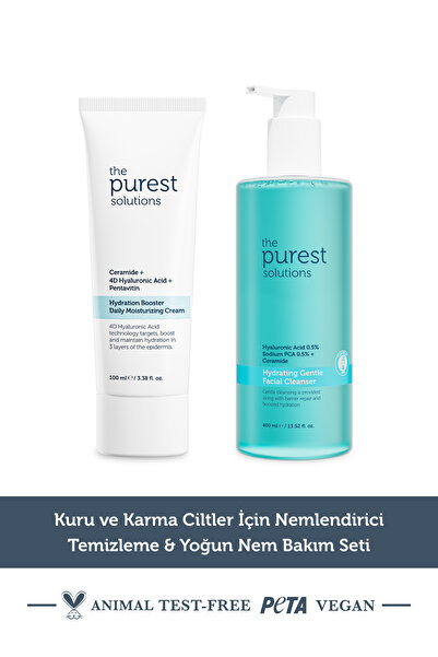 The Purest Solutions Kuru ve Karma Ciltler İçin Nemlendirici Temizleme & Yoğun Nem Bakım Seti