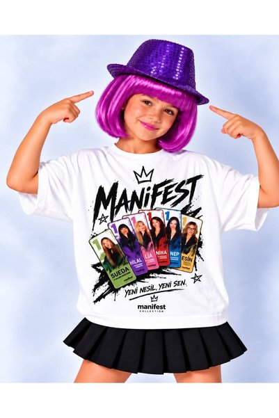 bemora kids Set de tricouri Manifest, perucă mov Manifest Crescent + piatră pentru față + brățară luminoasă + pălărie cu paiete, petrecere, concert, zi de naștere